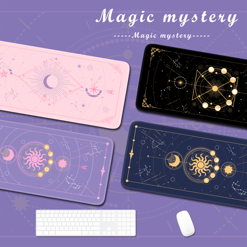 Laptop Accessories Girls - 魔法の月の星が付いたゲームマウスパッド,大きいサイズ,紫,かわいいxxl,防水,滑り止め,ラップトップ,デスクアクセサリー