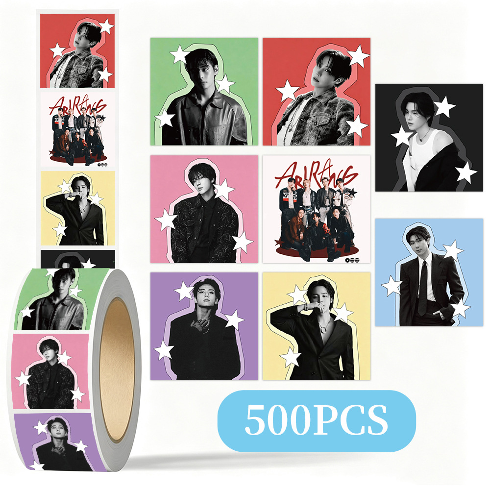 Laptop Accessories Toy - K-POP BTSスター装飾ステッカーロール 500枚 DIYジャーナル日記ステッカー 荷物、ノートパソコン、携帯電話ケース用 ファン向けコレクターギフト