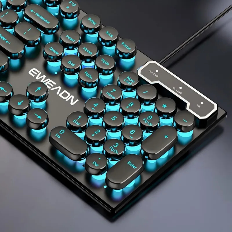 Laptop Accessories Toy - レトロパンクメカニカル風キーボードマウスセット有線ワイヤレスRGBバックライトゲーミングオフィスコンボPCラップトップ用