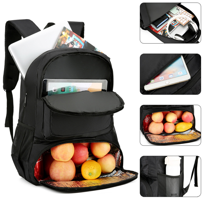 Laptop Accessories Travel Case - 16インチノートパソコン対応リュックサック、ランチコンパートメント付き、男性用大容量保温ランチバッグ、旅行ビジネスリュック