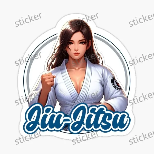 Laptop Accessories Girls - 柔術少女のイラストを使ったカーラッピングステッカー。車のバンパー、窓、リアウィンドウ、ノートパソコンの装飾に。