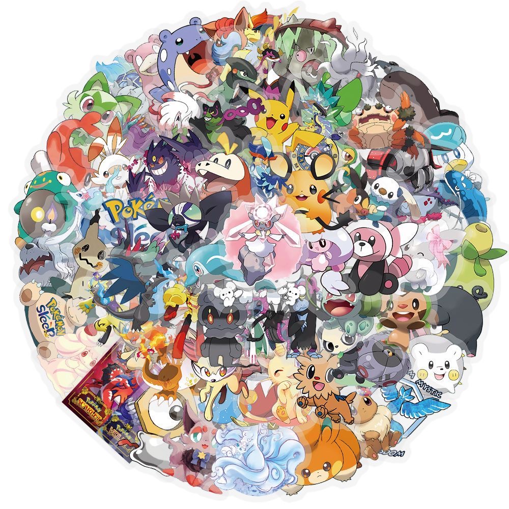 100枚入りポケモンステッカー かわいい漫画風透明防水デカー - Laptop Accessories Toy のレビューと価格