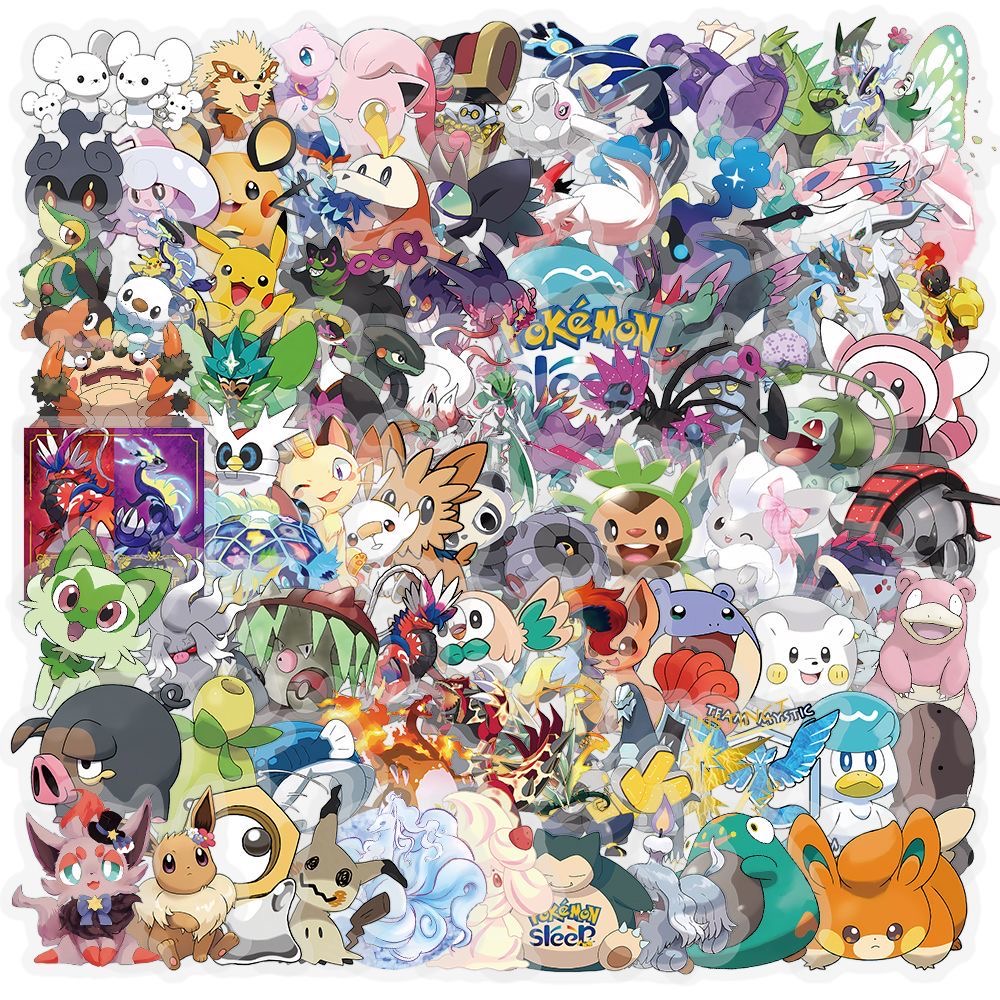 100枚入りポケモンステッカー かわいい漫画風透明防水デカー - Laptop Accessories Toy のレビューと価格
