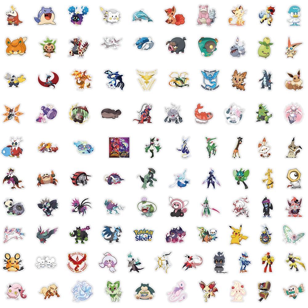 100枚入りポケモンステッカー かわいい漫画風透明防水デカー - Laptop Accessories Toy のレビューと価格