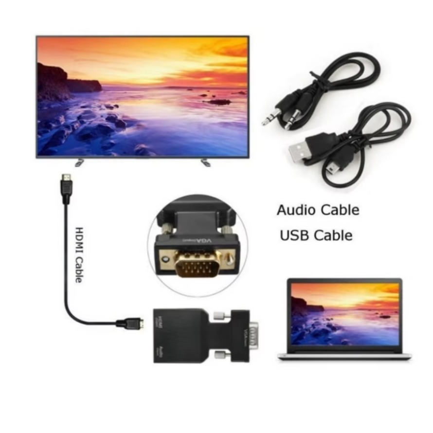 VGA to HDMI 互換コンバーター 1080P オス  - Hdmi Vga Adapter のレビューと価格