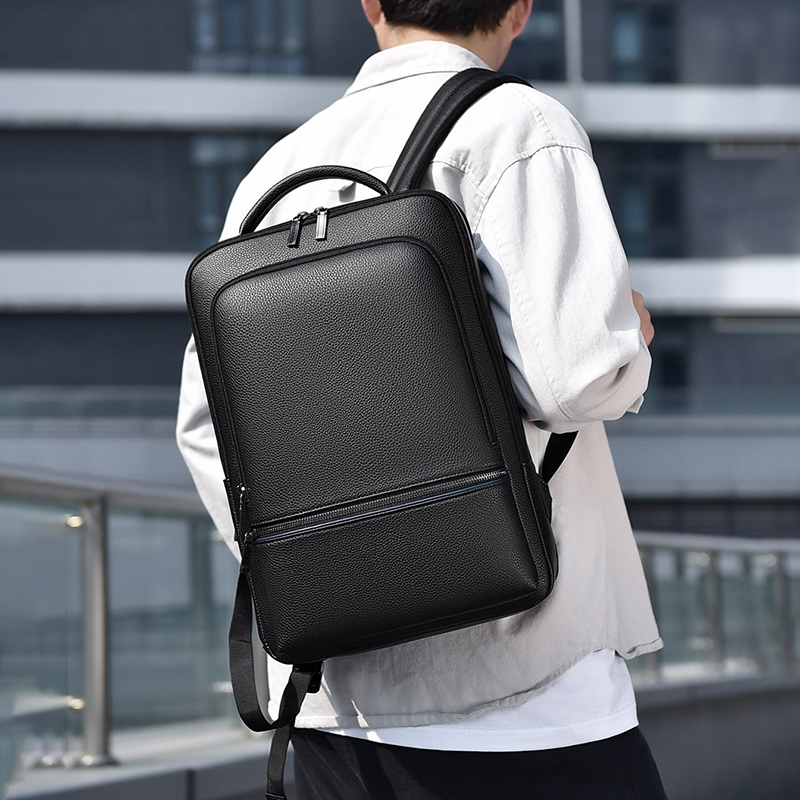 男性用PUレザーバックパック,USB充電器,エグゼクティブブ - Laptop Accessories Travel Case のレビューと価格