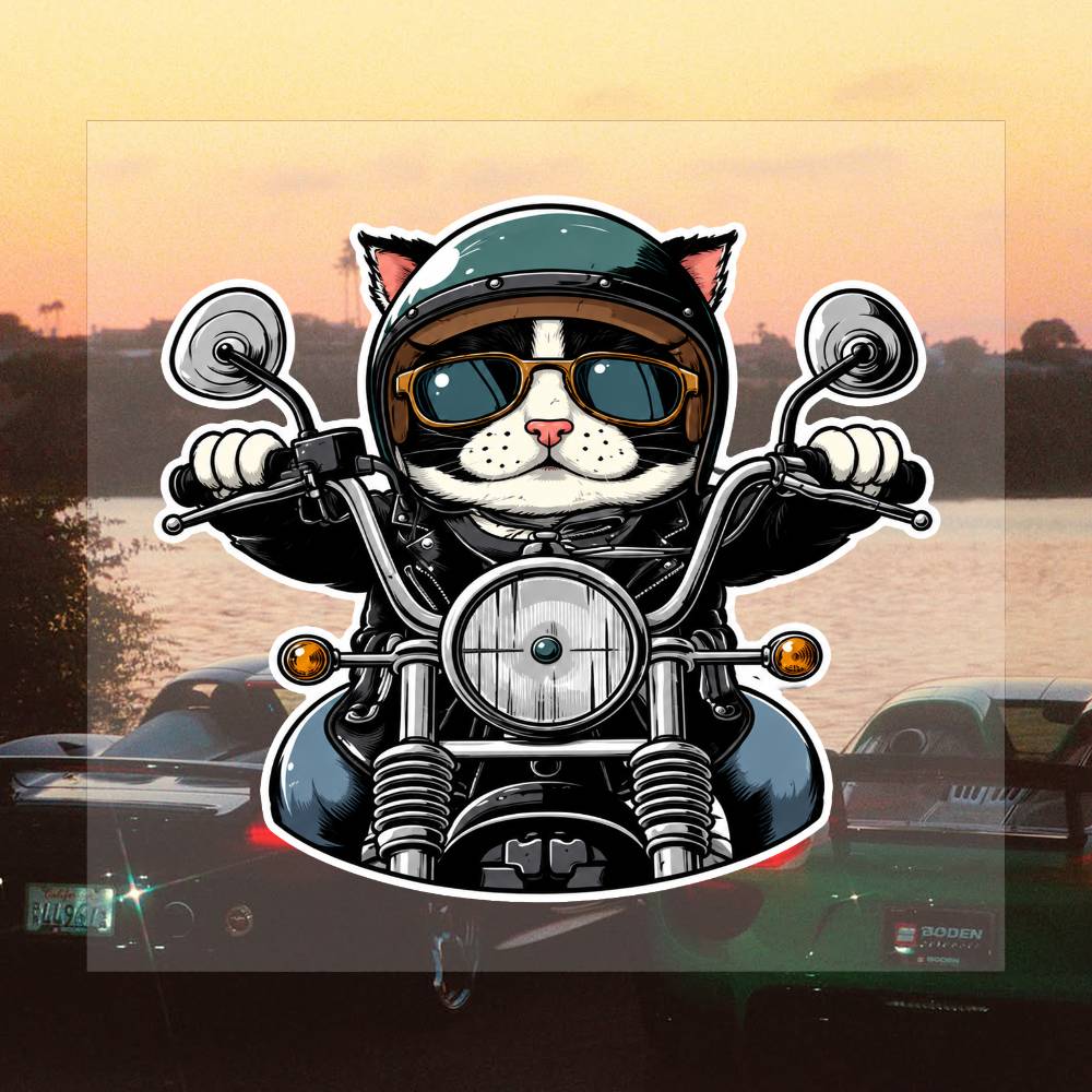 キャットライダー 16cm クリエイティブステッカー デカー - Laptop Accessories Travel Case のレビューと価格