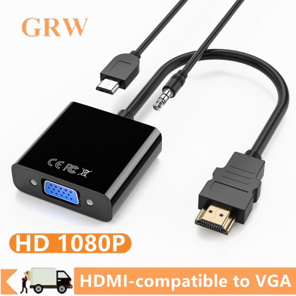 1080P HDMI 互換 VGA アダプタケーブル 3.5 - Hdmi Vga Adapter のレビューと価格